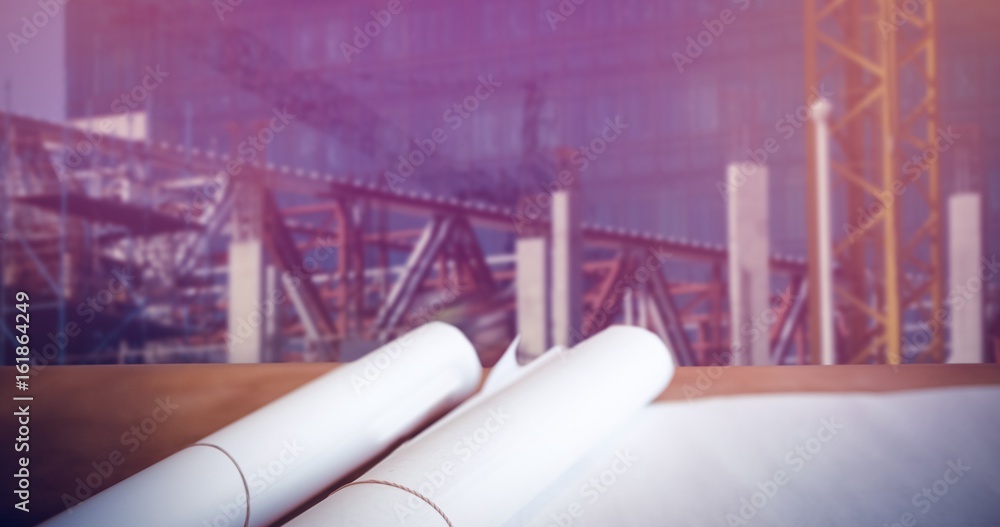 Aufkleber composite image of high angle view architect plan on table