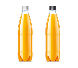 Blank plastic bottles 0,5L with orange juice