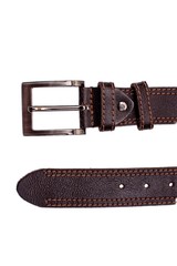 Fashionable men's brown belt isolated on white background