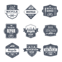 Bicycle Repair - vintage vector set of logos