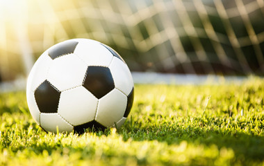 Fototapeta premium Closeup soccer ball on green grass
