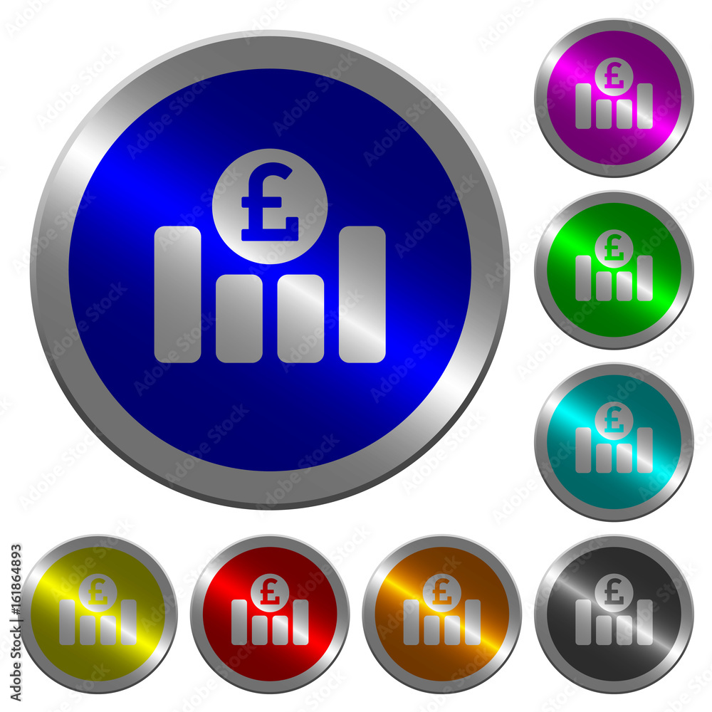 Poster pound financial graph luminous coin-like round color buttons