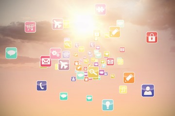 Composite 3d image of colourful computer applications