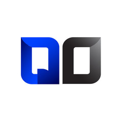 Modern Simple Initial Logo Vector Blue Grey QO