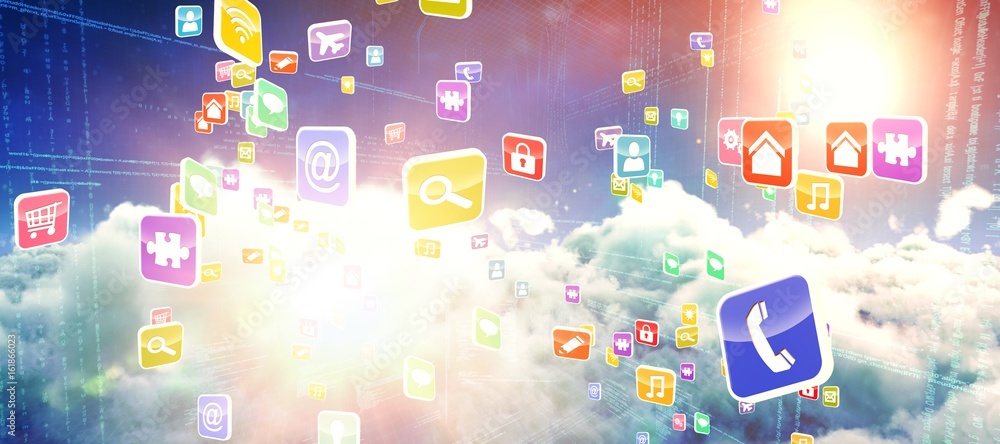 Poster composite 3d image of colourful computer applications