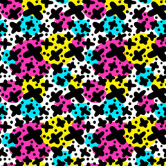 Memphis style hand drawn textured seamless pattern