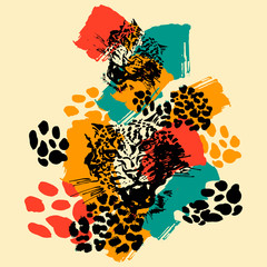 Leopard exotic wild cat  pattern. © OlgaLIS