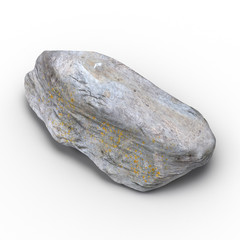 Rock stone isolated on white. 3D illustration