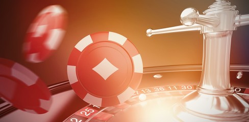 Composite image of 3d image of red casino token