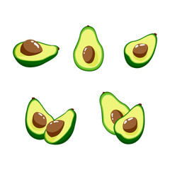 Set of avocados. Vector design elements.