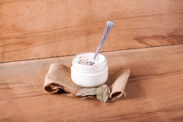 Baked potatoes with sour cream sauce