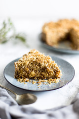 sugar-free Apple pie on a marble texture table