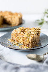 sugar-free Apple pie on a marble texture table