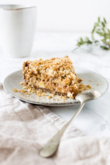 sugar-free Apple pie on a marble texture table