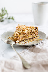 sugar-free Apple pie on a marble texture table