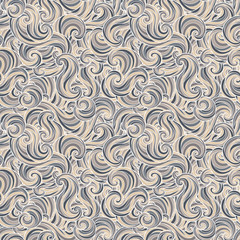 Fototapeta premium Seamless abstract hand-drawn waves pattern