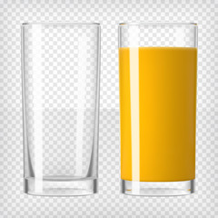 Orange juice and an empty glass