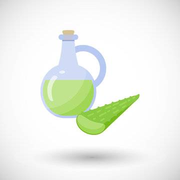Aloe vera gel with plant vector flat icon