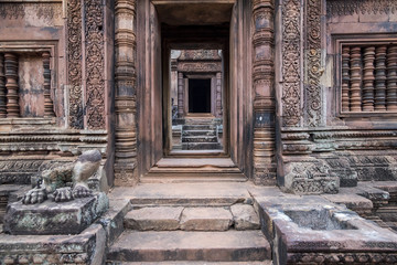 The door to Temple in the jungle Banteay Srei