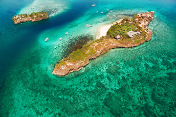 Aerial view of beautiful bay in tropical Islands. Boracay Island,...