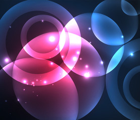 Glowing shiny overlapping circles composition on dark background