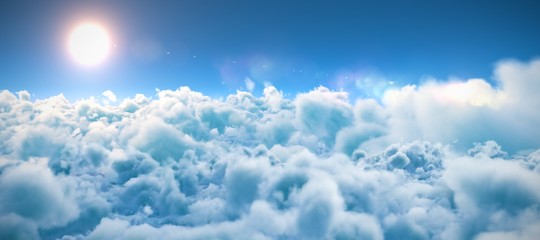 Fototapeta premium Malowniczy widok na jasne słońce nad białym Cloudscape