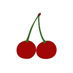 Red cherry. Flat design. Vector