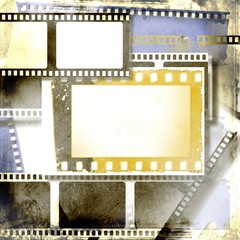 Retro film strip frames in sepia tones with copy space.