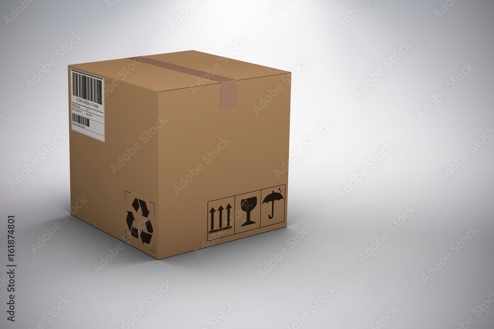 Poster composite image of 3d image of courier box on