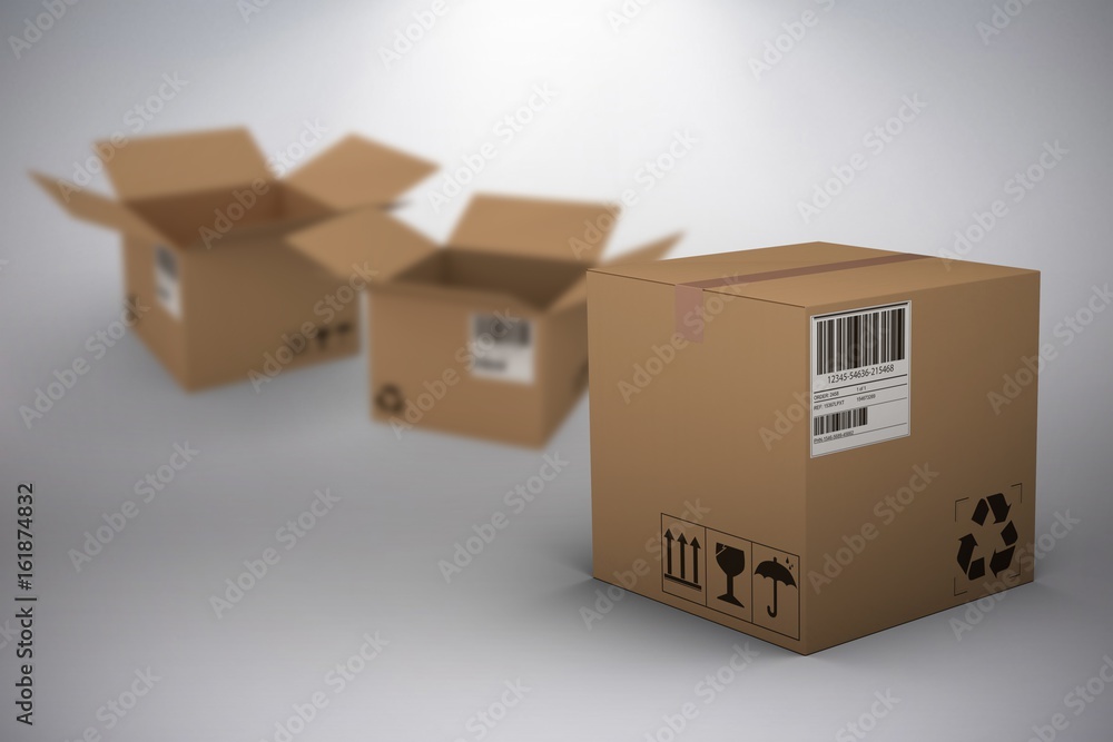 Poster composite image of 3d image of cardboad box