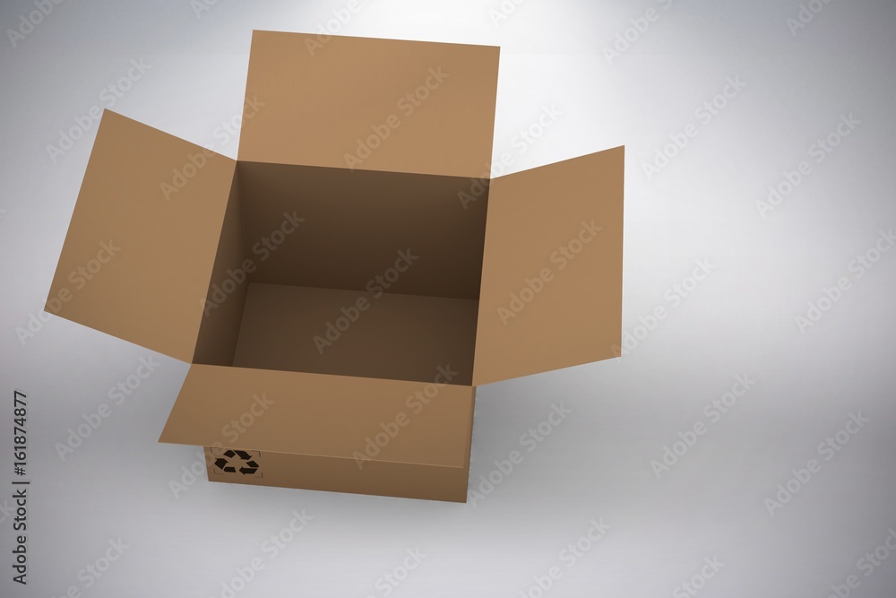 Poster composite image of 3d image of open cardboard box