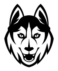 Black dog head on a white background