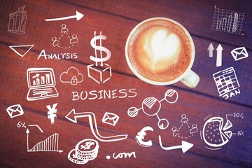 Digitally generated image of various business icons