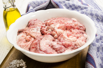 raw pig brain in a bowl, fresh from the butcher