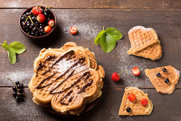 waffles with redcurrant and strawberry