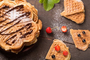 waffles with redcurrant and strawberry