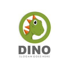 Cute dinosaur logo design vector