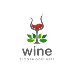 Wine and grape logo design vector