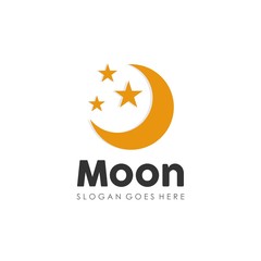 Islamic crescent moon logo design vector