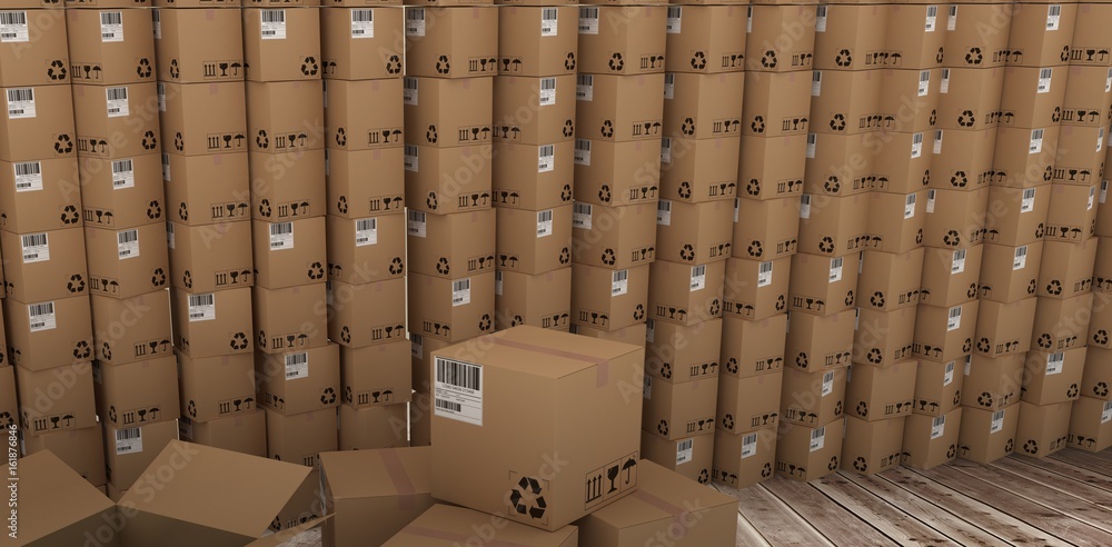Aufkleber composite image of stack of cardboard boxes