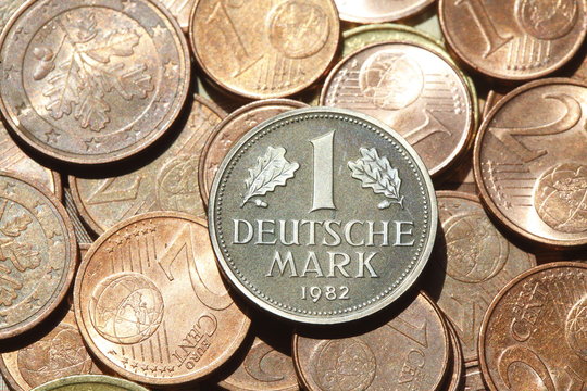 D-Mark, Eurogeld, M&uuml;nzen, Euro, Euros