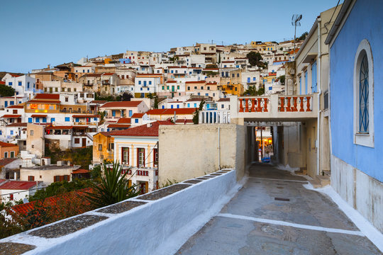 Fototapeta View of Ioulida village on Kea island in Greece.  