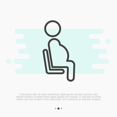 Public sign of priority seat for pregnant woman. Thin line vector illustration.