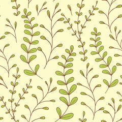 Seamless Pattern - Yellow Leaves and branches