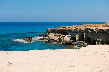Sea caves near Ayia Napa, Mediterranean sea coast, Cyprus