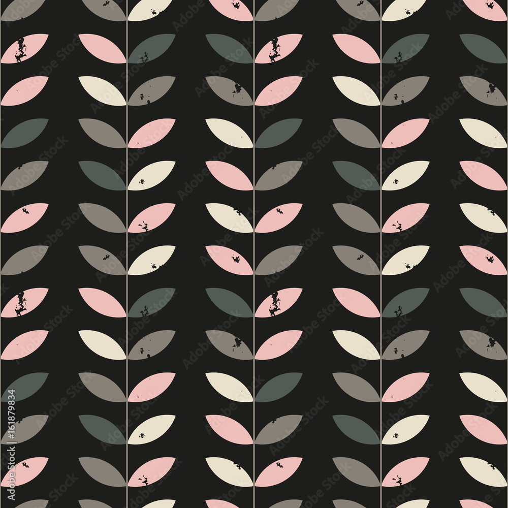 Aufkleber vector floral seamless pattern with stylized twigs and leaves in retro style.