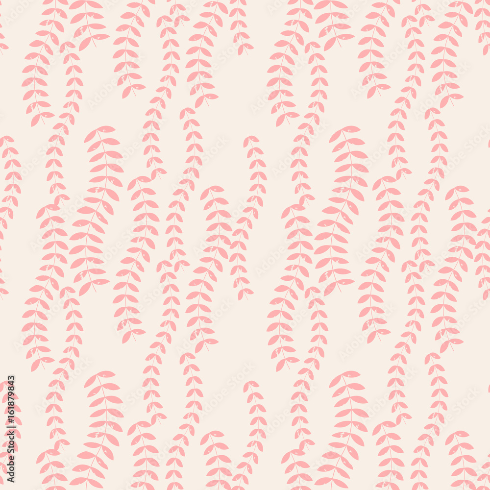 Aufkleber Vector floral seamless pattern with stylized twigs and leaves in retro style.