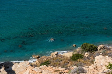 Sea and coastline view from a rocky height