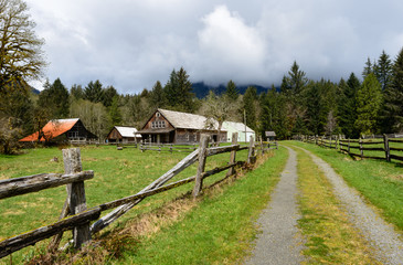 Fototapeta na wymiar Kestner Homestead at Quinault Rainforest in Olympic National Park