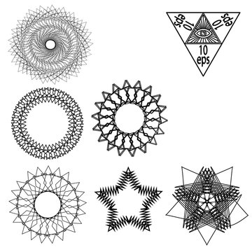 Set geometry elements vector isolated on white background